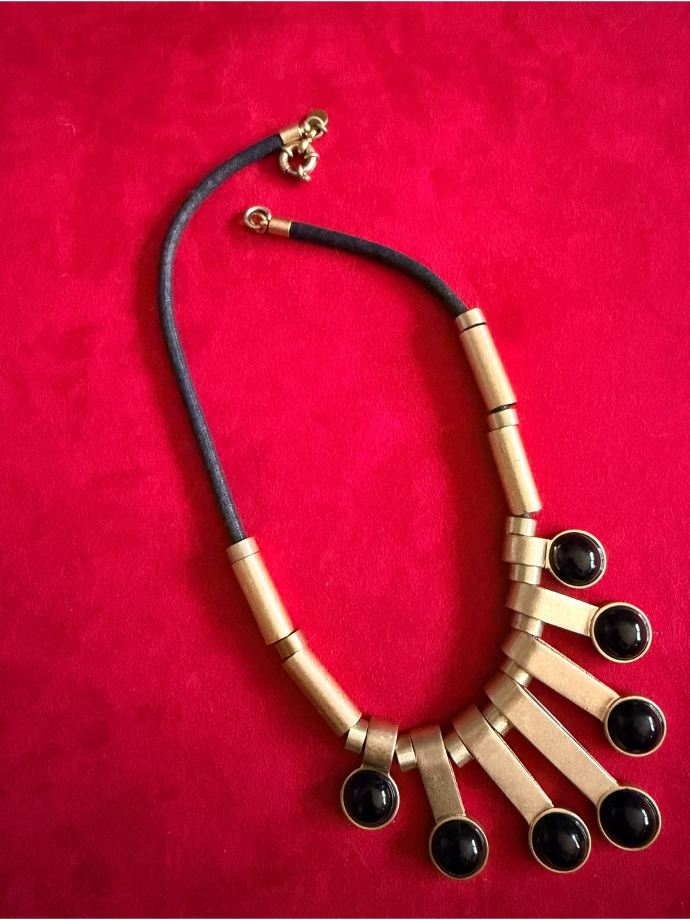Gold-Tone Black Pendant Statement Necklace - Women Jewelry